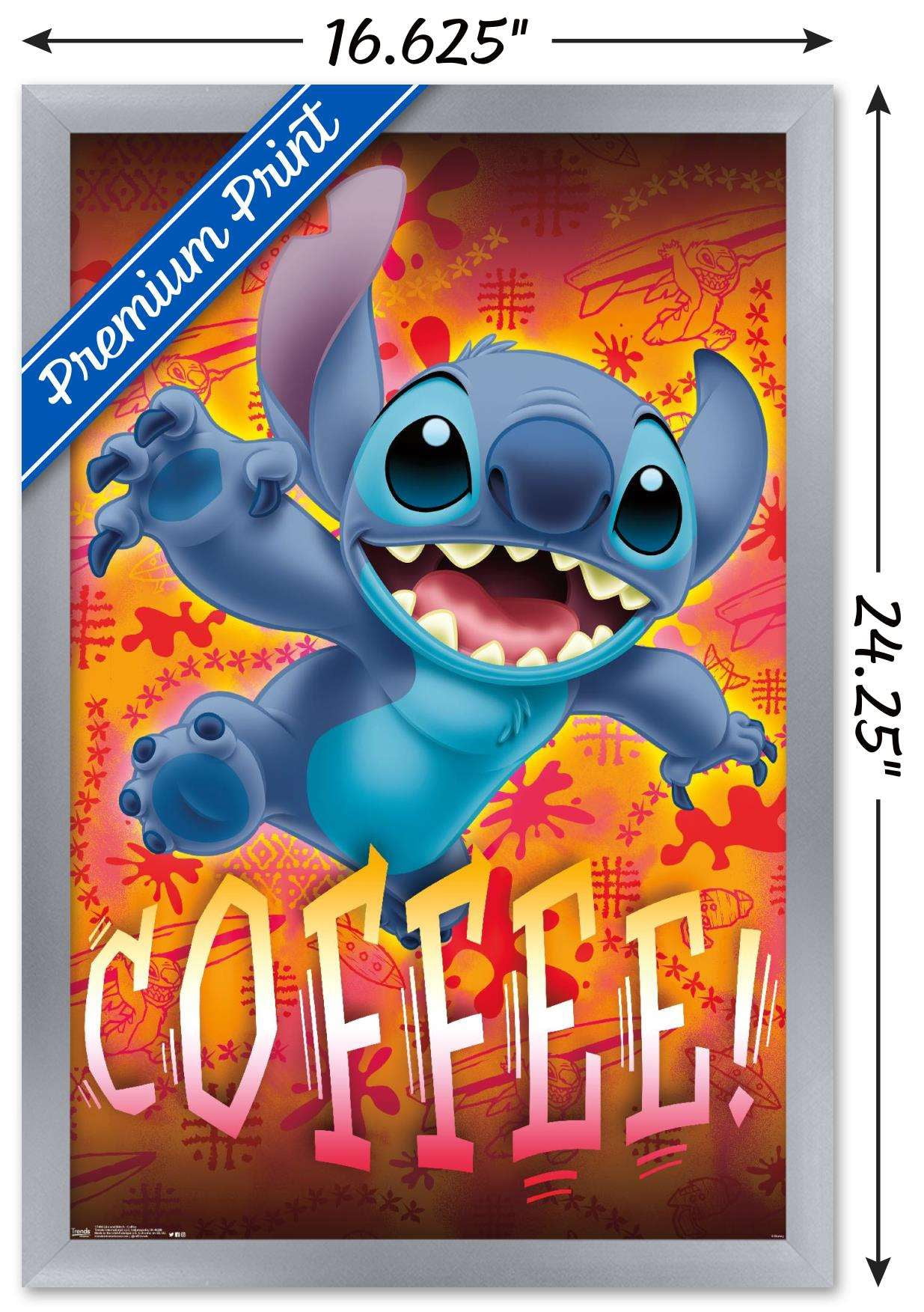 Disney Lilo and Stitch - Coffee Wall Poster, 14.725" x 22.375", Framed