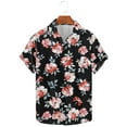 thumbnail image 5 of AHTJRT Men's Oversized Camp Shirt Hibiscus Watercolor Blooms Chic Resort Wear Multicolor XL, 5 of 5