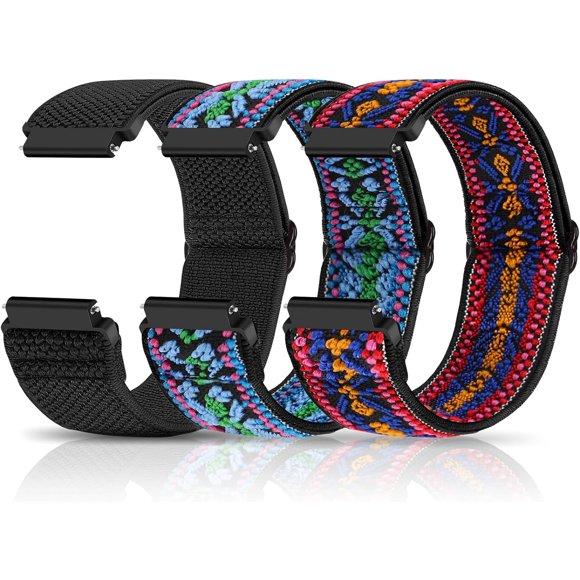 XIHAMA Lot de 3 Compatible avec Bracelets de Montre 18mm 19mm 20mm 22mm, Bracelet de Remplacement à Dégagement Rapide, Nylon Extensible Réglable, Bracelets Solo Loop en Tissu Tressé pour Hommes et Femmes