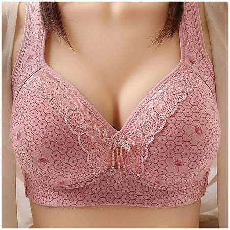 

Fabiurt Women s Bra Women Lace Back Button Shaping Cup Adjustable Shoulder Strap Large Size Underwire Bra B