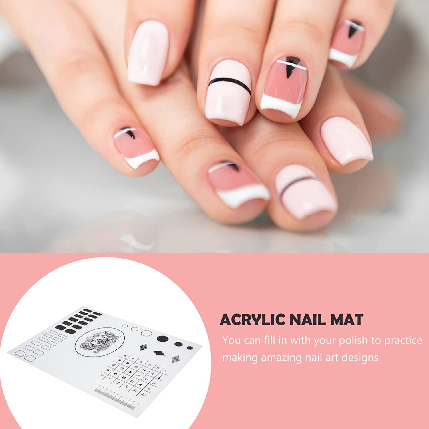 COOPHYA Silicone manicure pad practice nail mat nail stencils silicone  manicure mat nail art stamping plates manicure mat silicone nail mat  silicone