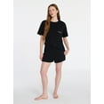 thumbnail image 3 of Joyspun Women's Short Sleeve Top and Shorts Pajama Set, 2-Piece, Sizes XS-3X, 3 of 7