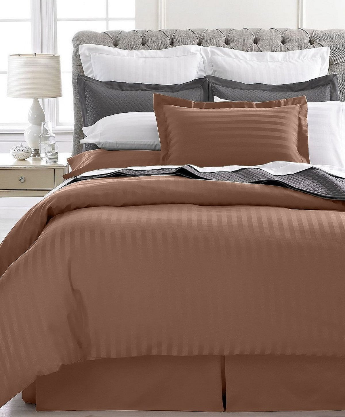 Striped Duvet Set Full Queen Brown, Brown And White Striped Duvet Cover