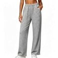 thumbnail image 5 of BRELIL Women's High Waisted Straight Leg Sweatpants with Pockets Casual Loose Lounge Pants Solid Officewear Long Trousers Fashion Outfits, Dark Gray S, 5 of 7