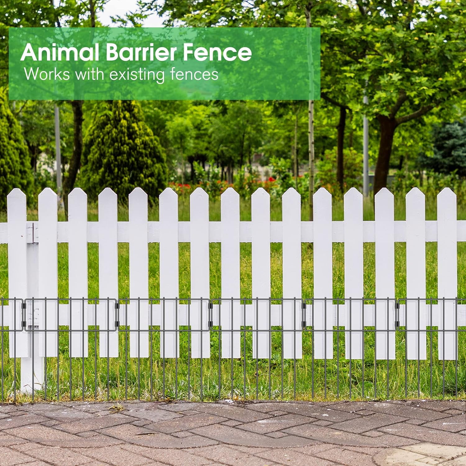 Animal Barrier Fence, Total Decorative Garden Fence , Rustproof Metal Barrier Bottom Fence, Dog Rabbits Ground Stakes Border Fence for Garden.