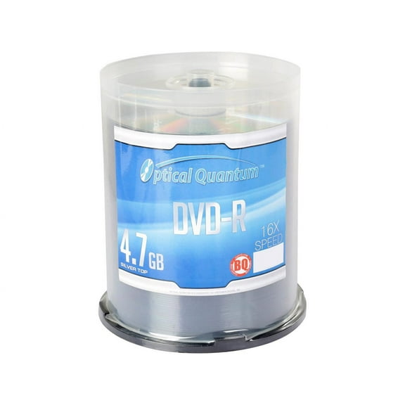 Optical Quantum 4.7GB 16X DVD-R 100 Packs Spindle Silver Top Disc Model OQBQDMR16ST