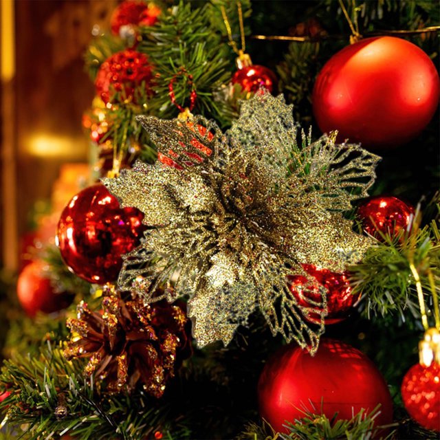 Viernes Negro Promociones, Lunes Cibernético, 1 pieza de adornos para árbol de Navidad, adorno de flores de simulación navideña Akmoler