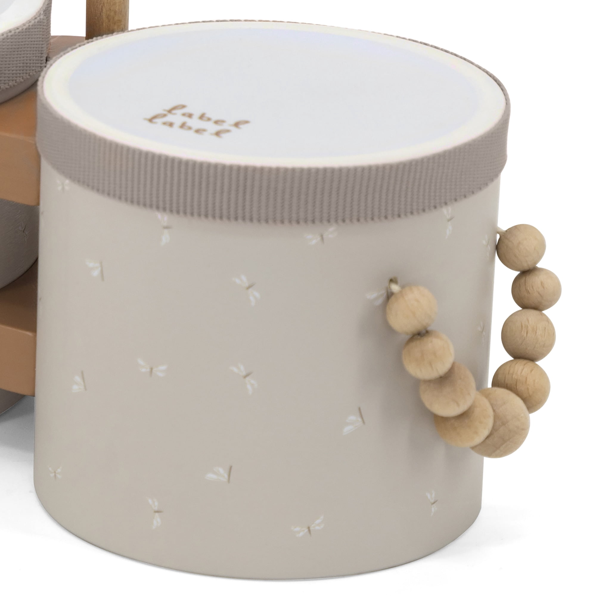 Label Label: Wooden Bongos - Tan - Musical Instrument Toy, 2 Dragonfly-Shaped Drum Sticks, Carry Handles, Develops Creativity, Toddler & Kids Ages 2+