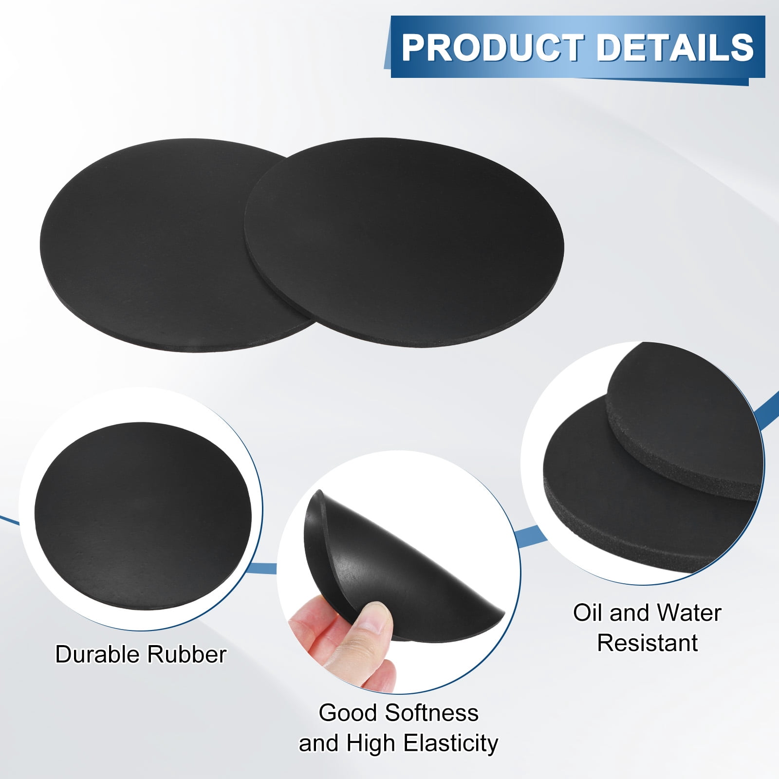 Uxcell 20-Pack Rubber Solid Discs Washers 100mm OD x 3mm Thick for HVAC Black
