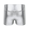 thumbnail image 2 of Miutii Kids Girl High Waisted Booty Shorts Rave Dance Hot Pants Gymnastics Yoga Sports Workout Swimsuit Activewear Silver 8, 2 of 5