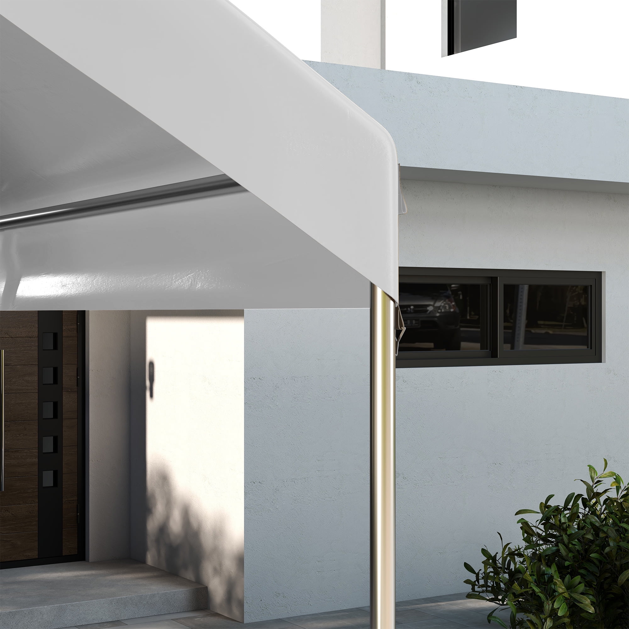 Homiyad 19.7' x 9.7' Carport Replacement Canopy UV Resistant Garage Car Cover with Ball Bungee Cords White| Aosom.com