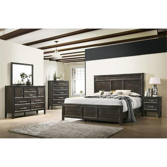 Pemberly Row 4-Piece Wood Queen Bedroom Set with Nightstand in White