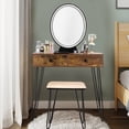 thumbnail image 2 of Topbuy Vanity Table Set Makeup Dressing Desk with Cushioned Stool & Lighted Mirror Rustic, 2 of 6