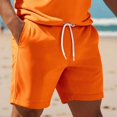 thumbnail image 4 of Men Solid 2 Piece Polo Short Set, Breathable Knit Short Sleeve Polo Shirt & Drawstring Shorts Summer Casual Outfit Orange XXL, 4 of 6