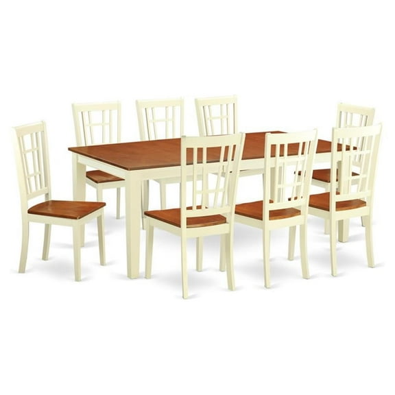 Atlin Designs 9-piece Wood Dining Table Set in Buttermilk/Cherry