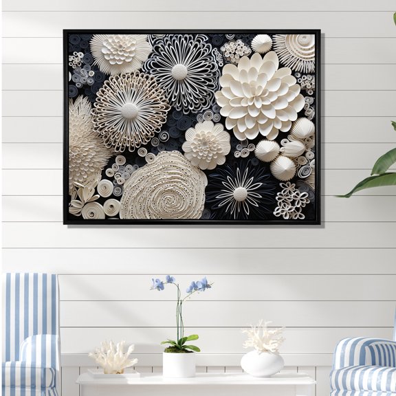 Designart "The Subdued Beauty Of Gray Coral Blooms I" Coastal Coral Under Water Floater Framed Wall Art Prints