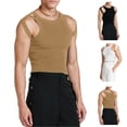 thumbnail image 3 of Camiseta sin mangas elástica para hombre, doble correa para el hombro, chaleco ajustado elástico hueco, Camiseta deportiva de Color sólido para hombre, 3 of 6