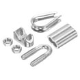 thumbnail image 4 of Uxcell 3/16" Wire Rope Kit, 24 Pack M5 Stainless Steel Thimbles Clamps Crimping Loop, 4 of 6