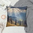 thumbnail image 2 of Creowell Mountain Range Sunbeams Trees Fashion Style Dirt-Resistant Throw Pillow Covers for Couch Sofa Living Room Bedroom 1PC 22x22in, 2 of 5