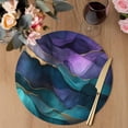 thumbnail image 3 of Purple Blue Ombre Round 13 Inch Placemats Set of 8, Modern Luxury Abstract Marble Texture HeatResistant Non Slip Place Mats for Dining Table, Wipeable Braided Kitchen Table Mats for Housewarming, 3 of 9