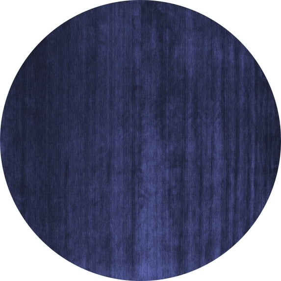Ahgly Company Machine Washable Indoor Round Abstract Blue Contemporary Area Rugs, 6' Round