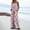 Pink, variant on Women's Spaghetti Strap Leaf Pattern Print Overalls, Oversized Straight Leg, Side Entry Pockets for casual gatherings Black XXXL