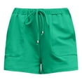 thumbnail image 4 of vigerkar Women's Linen Shorts Casual Summer Shorts High Waisted Comfy Pull On Shorts with Pockets Green, M, 4 of 4