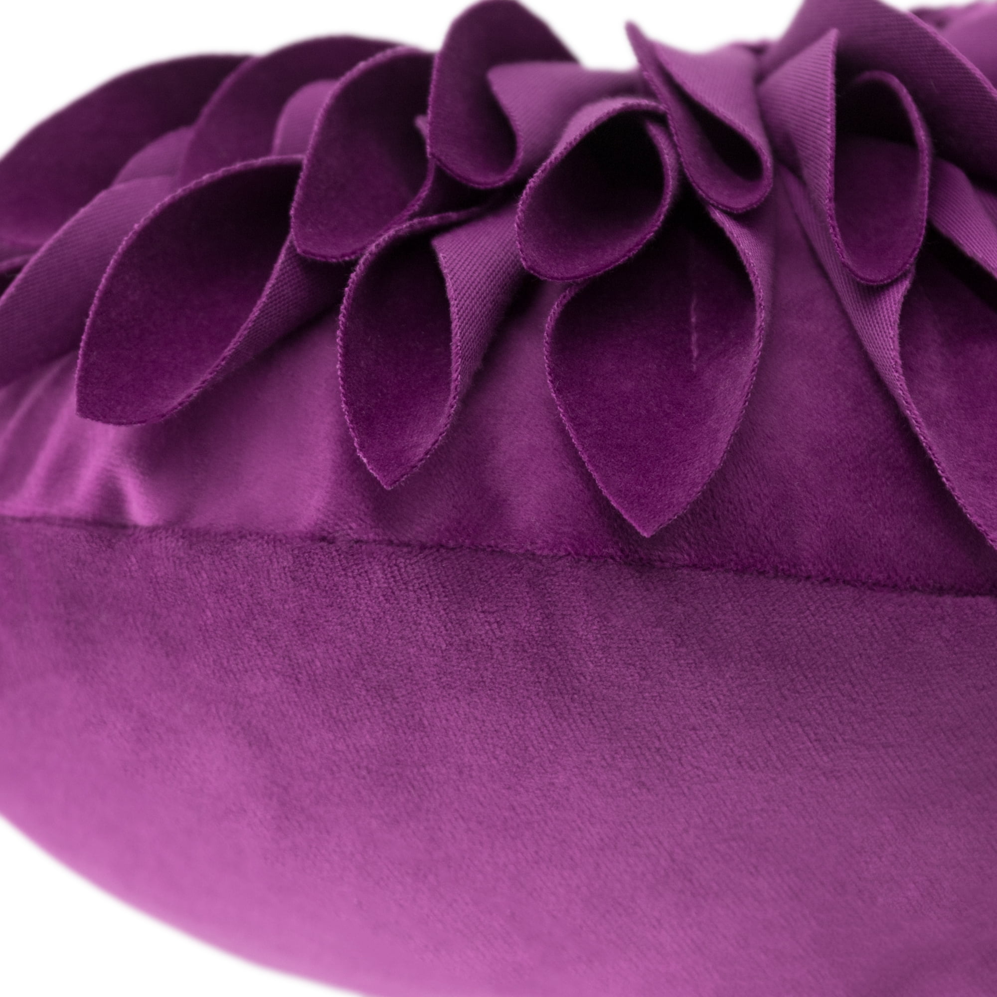 JWH 3D Handmade Round Decorative Soft Velvet Flower Pillows Throw Pillows for Bedroom Couch Bed Decor 14 Inch Berry