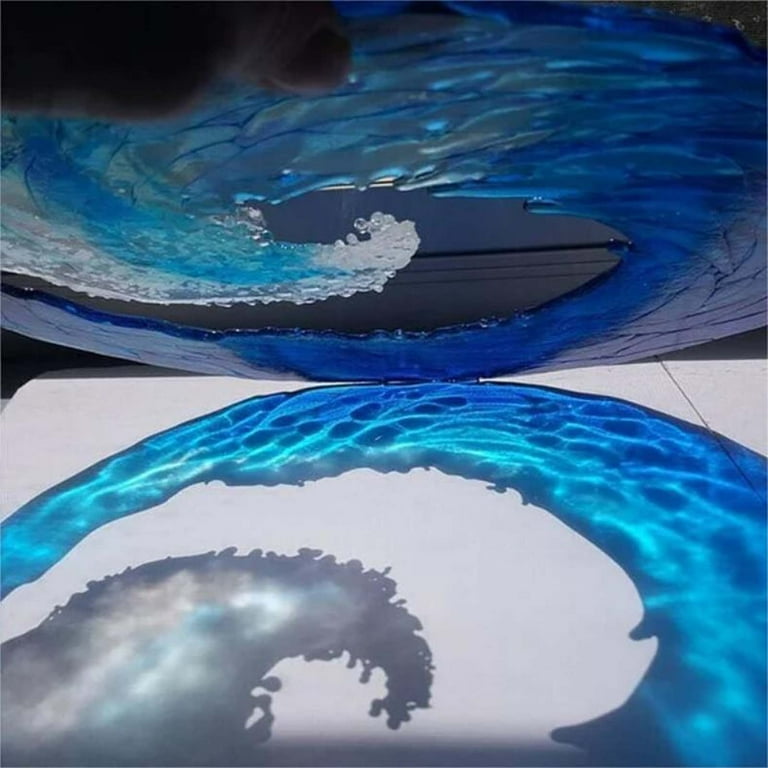 Wadada Acrylic Ocean Waves Sculpture Decor, Handcrafted Blue Wave
