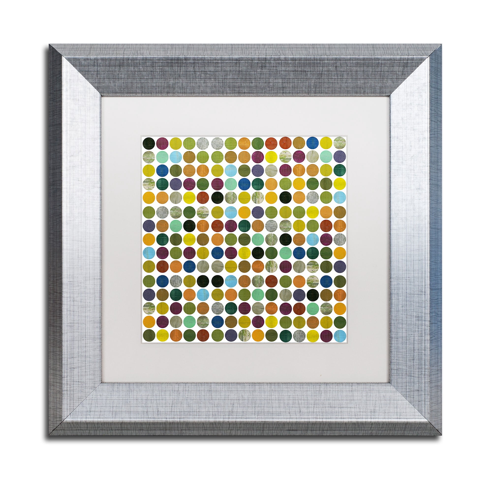 Trademark Fine Art "Rustic Rounds 125" Canvas Art by Michelle Calkins, White Matte, Silver Frame