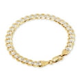 thumbnail image 3 of Nuragold 10k Real Yellow Gold Solid Cuban Curb Link 7mm Diamond Cut Pave Chain Bracelet (8"-9") Two Tone Italian Jewelry for Men, 3 of 10