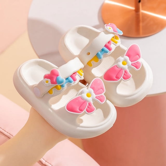 Bonitas sandalias y pantuflas de verano para niñas, antideslizantes, de suela suave, para playa, de dos vías para bebés