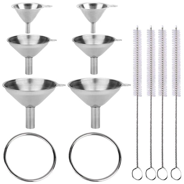 GOOHOCHY 1 juego de embudo de acero inoxidable para cocina, filtro de cocina con cepillos, suministros de cocina