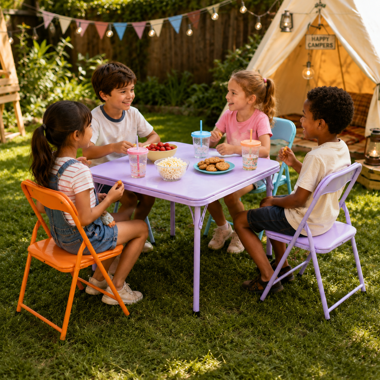 Homy Casa 5-Piece Kids Picnic Table and Chair Set, Foldable Set