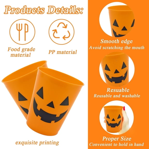 KOYPTL Halloween Party Disposable Cups Plastic 12oz Ghost Skeleton Drinking Cups Pumpkin Blood Halloween Decoration for Cold Beverage Birthday Horror Theme Goth Party Favors