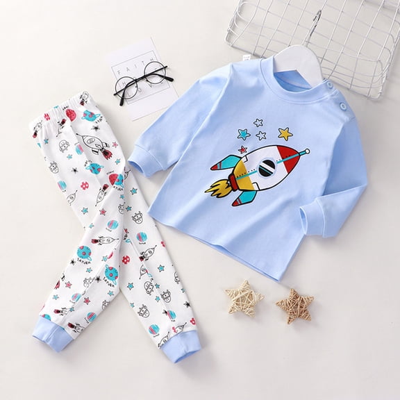 Vedolay Boys Sets Boy Fall Outfits Long Sleeve Patchwork Top & Pants Set 2 Piece,Sky Blue 18-24 Months