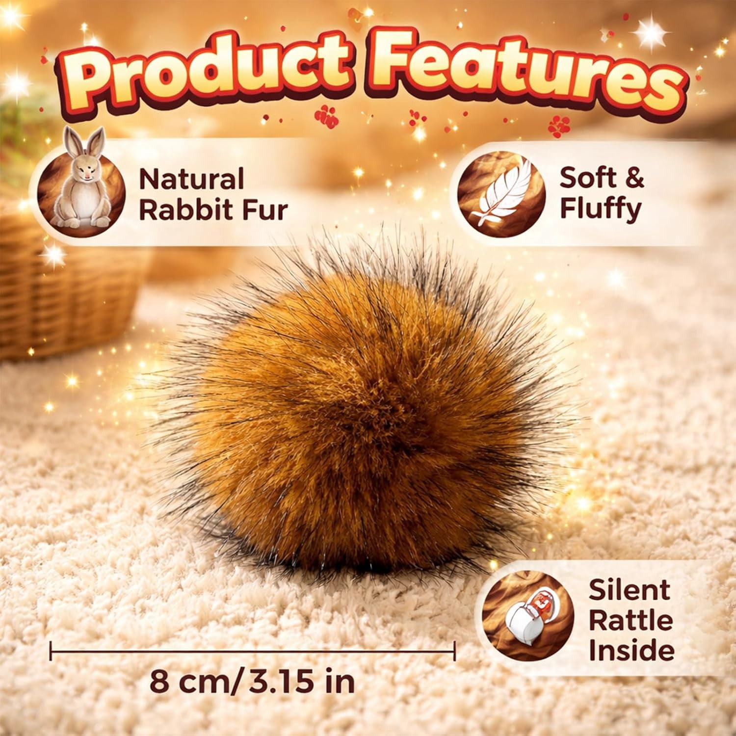 2026 New Cat Toy Faux Rabbit Fur Ball, Soft Rabbit Fur Catnip Balls,Fluffy Catnip Toy for Indoor Cats,Washable & Fun to Chase for Exercise and Bonding (#9)