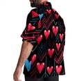 thumbnail image 3 of Valentine's Day Love ECG Men's Button Down Spread Collar Casual Printed Short Sleeve Summer Beach Unisex Shirts, 3 of 6