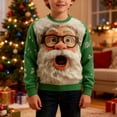 thumbnail image 5 of SONXAHE Little Boy's Large Santa Graphic Sweatshirt Long Sleeve Snowflake Print Sweatshirts Holiday Sweatshirt,Green, 5 of 5