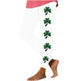 thumbnail image 3 of DDAPJ pyju St. Patrick's Day Leggings for Women Trendy Shamrock Print High Waisted Stretch Legging Stretchy Workout Yoga Pants White S, 3 of 5