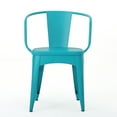 thumbnail image 3 of 3 Piece Kd Metal Bistro , Teal, Water-, 30" H Table, 20" W Chairs, Powder Coated Iron Teal Coated, Long-lasting, 18" Seat Chairs, 3 of 7