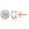 thumbnail image 2 of 2 Carat Lab Grown Diamond Stud Earrings in 14k Rose Gold Round (cttw, H-I, SI1-SI2) Bezel-set, Push-backs by Diamond Wish, 2 of 3