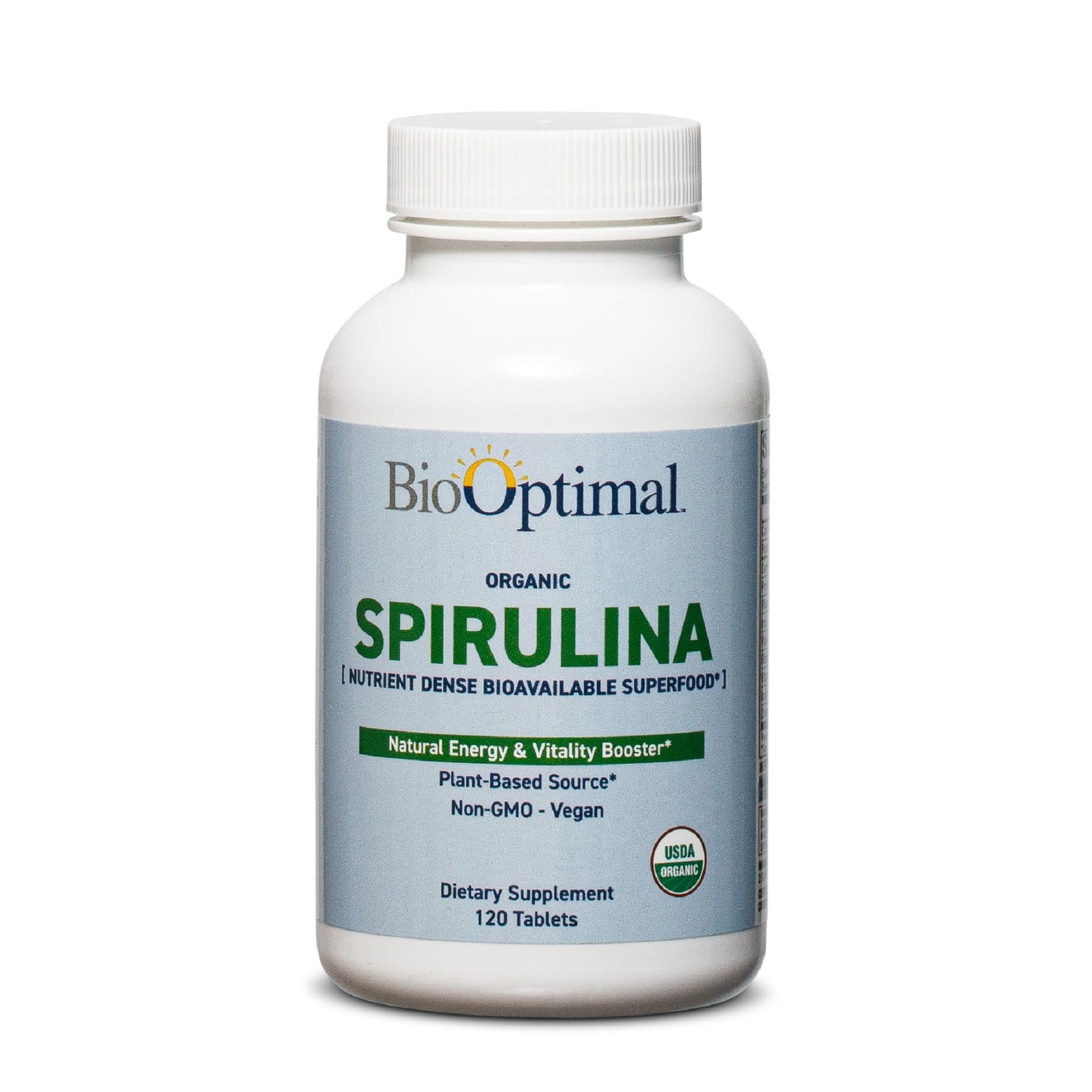 Biooptimal Organic Spirulina Tablets Dietary Supplement with NON-GMO Ingredients, Vitamins, Minerals and Antioxidants, 500mg