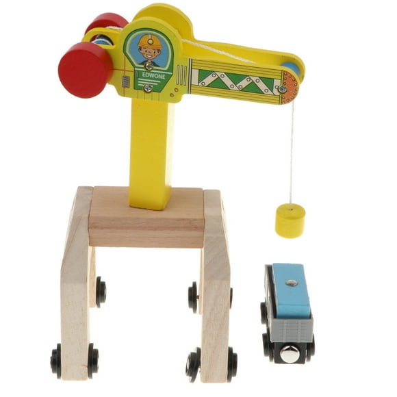 Wooden Trains Railway Set Compatible Accessories Mobile Crane + Freight Car
