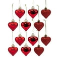 thumbnail image 2 of 12 PCS Heart Shaped Ornament for Christmas Tree Red Heart Hanging Ornament Multi Finish Hearts Plastic Baubles Xmas Tree Hanging Decoration for Valentines Anniversary Party Decor,Red, 2 of 9