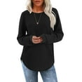 thumbnail image 6 of MXUIKV Sweaters for Women Long Sleeve Crewneck Fleece Soft Comfy Loose Fitted Pullover Womens Sweaters Solid Color, 6 of 7
