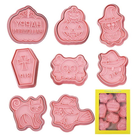 

Fovolat Halloween Cookie Mold 3D Cookie Cutter Mold 8pcs/set Cookie Molds with Pumpkin Ghost Wizard Skeleton Shapes for Halloween & Daily Use way
