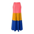 thumbnail image 4 of Girls Formal Dresses Size 14-16 Girls' Sleeveless Color Block Dress Summer Casual Sundress Skater Swing Twirly Halter Dress Girls Dresses Size 8, 4 of 5