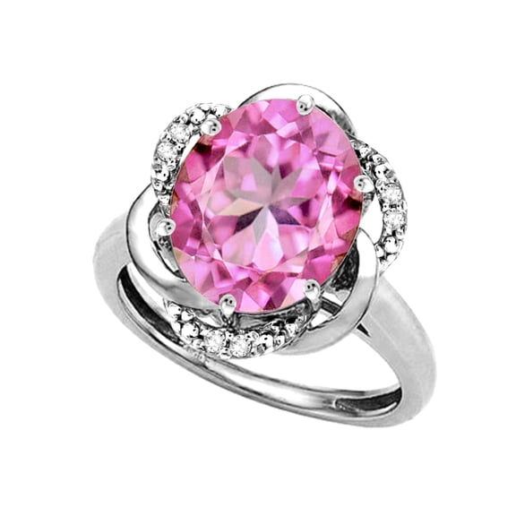 Star K � Large Oval 12x10mm Created Pink Sapphire Knot Big Stone Ring