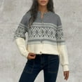 thumbnail image 2 of Women's Embroidered Jacquard Knit Cardigan Open Front Loose Fit Crewneck Button Up Sweater Jacket Stylish Comfortable Lightweight, 2 of 5